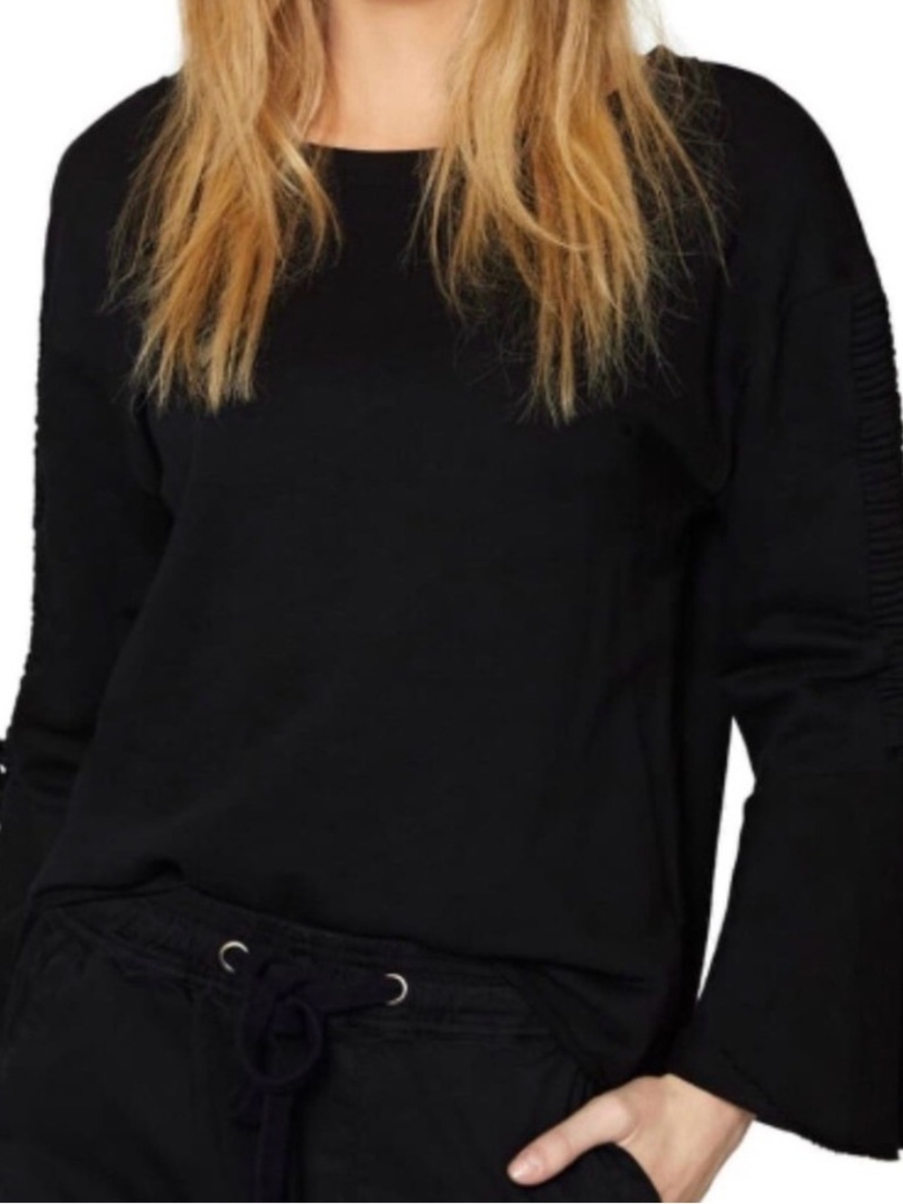 Sanctuary Black Long Sleeve Top with Back Tie